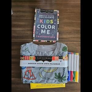 FAO SCHWARZ  Design Your Own Pajamas Long Sleeve 2 Piece Boy's Size 6 Grey New